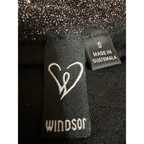 Windsor After Hours Glitter Black Sleeveless Cami Camisole Tank Bodycon Dress S - Picture 5 of 6